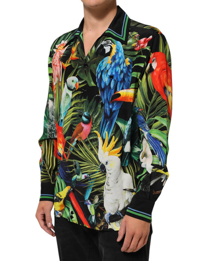 Dolce & Gabbana Multicolor Parrot Print Lounge Casual Shirt
