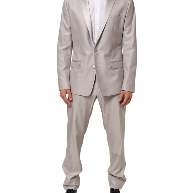 Dolce & Gabbana Light Gray Wool 2 Piece MARTINI Formal Suit