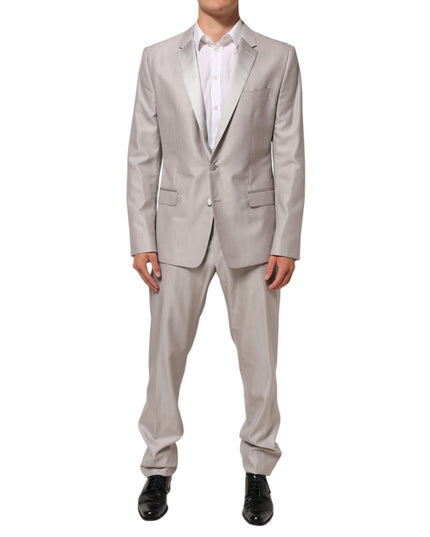 Dolce & Gabbana Light Gray Wool 2 Piece MARTINI Formal Suit