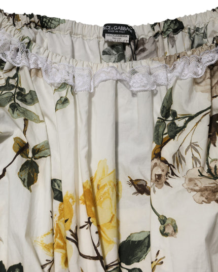 Dolce & Gabbana White Floral Lace Off Shoulder Mini Dress