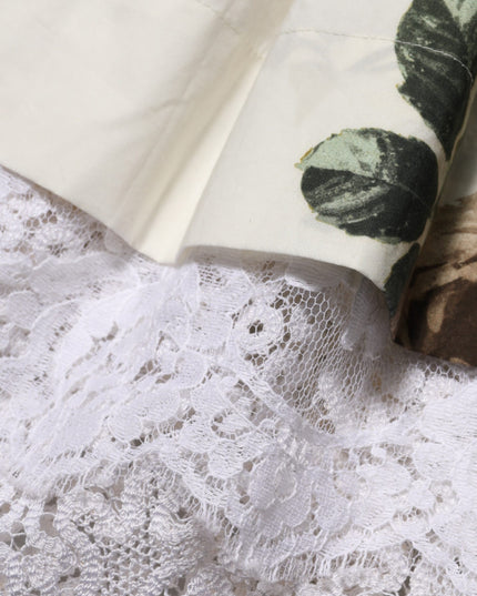 Dolce & Gabbana White Floral Lace Off Shoulder Mini Dress