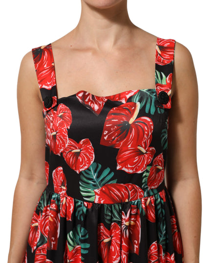 Dolce & Gabbana Multicolor Floral Cotton Poplin Midi Dress