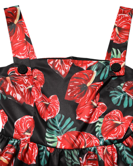 Dolce & Gabbana Multicolor Floral Cotton Poplin Midi Dress