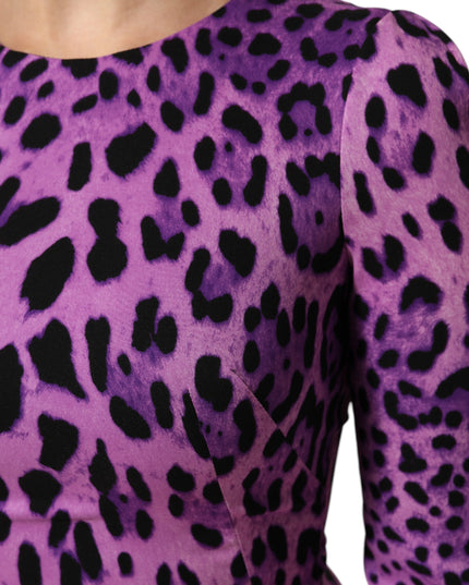 Dolce & Gabbana Violet Leopard Sheath Bodycon Mini Dress