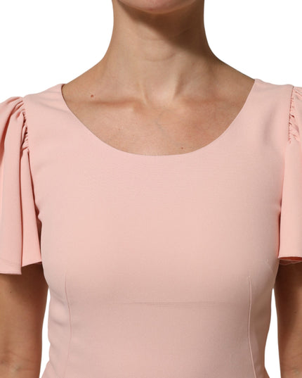 Dolce & Gabbana Pink Viscose Short Sleeves Sheath Midi Dress