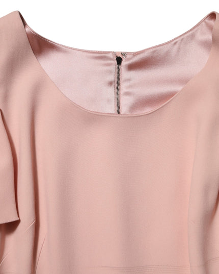 Dolce & Gabbana Pink Viscose Short Sleeves Sheath Midi Dress