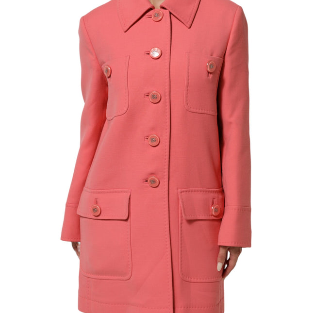 Dolce & Gabbana Pink Buttoned Down Trench Coat Jacket