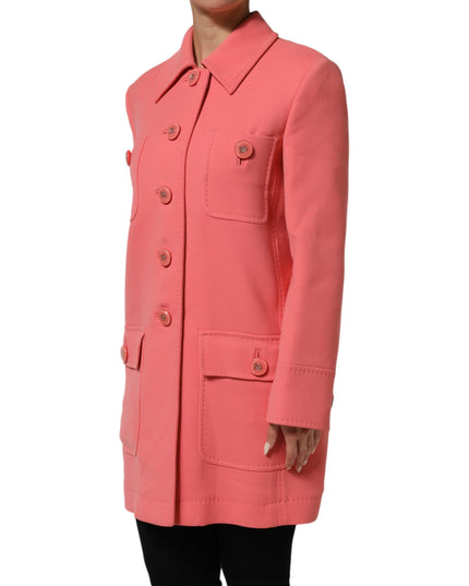 Dolce & Gabbana Pink Buttoned Down Trench Coat Jacket
