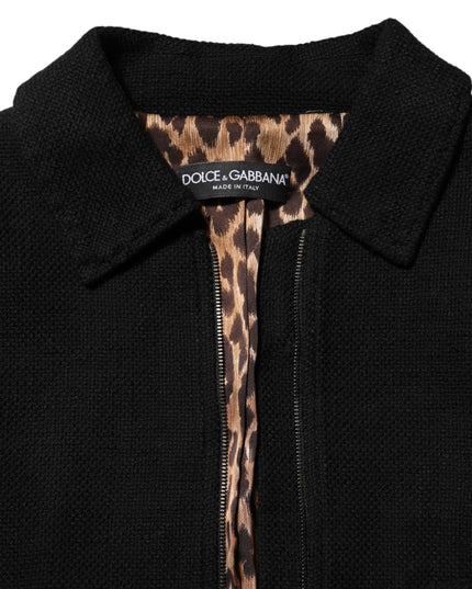 Dolce & Gabbana Black Cotton Full Zip Cropped Coat Jacket