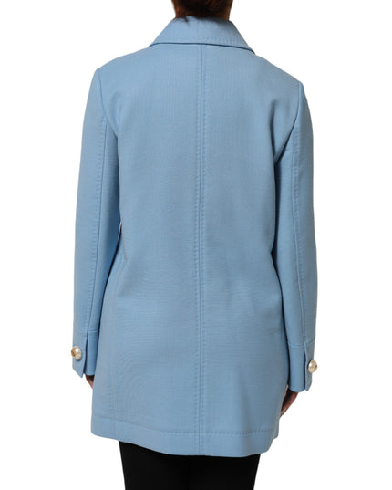 Dolce & Gabbana Blue Buttoned Down Trench Coat Jacket