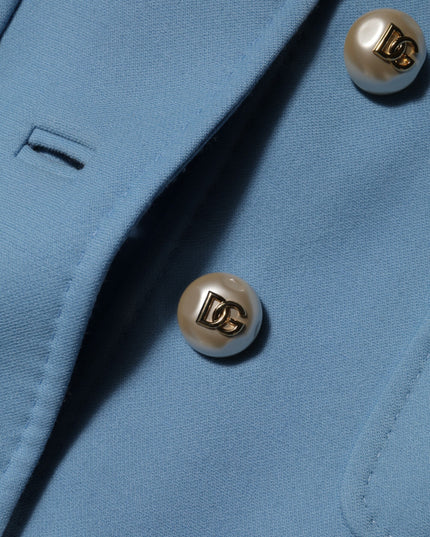 Dolce & Gabbana Blue Buttoned Down Trench Coat Jacket