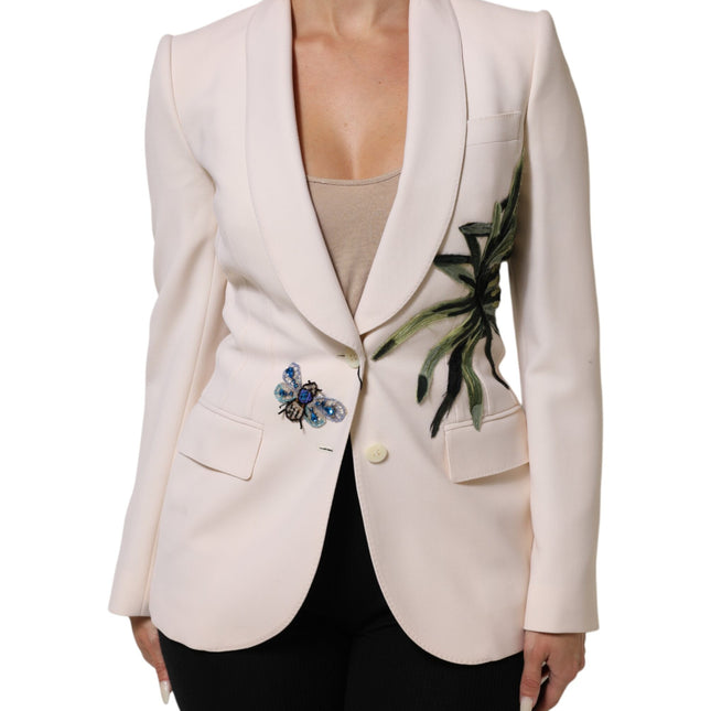 Dolce & Gabbana Beige Embroidered Single Breasted Jacket