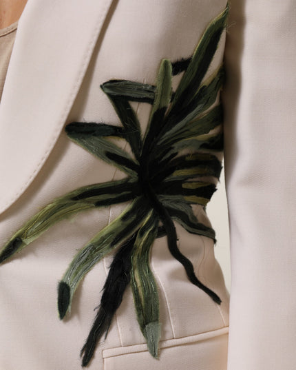 Dolce & Gabbana Beige Embroidered Single Breasted Jacket