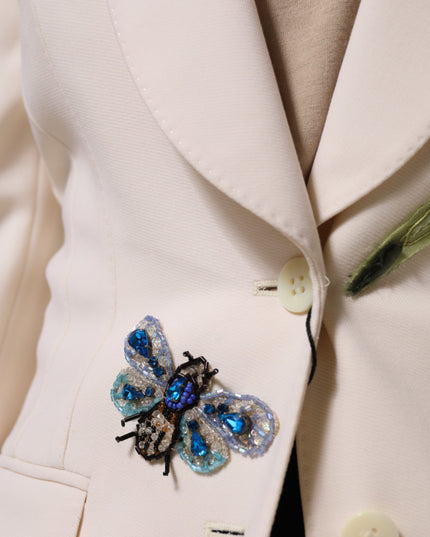 Dolce & Gabbana Beige Embroidered Single Breasted Jacket