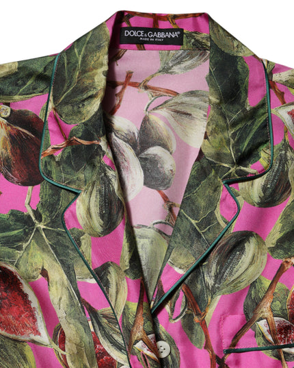 Dolce & Gabbana Hot Pink Fig Printed Silk Shirt Blouse Top