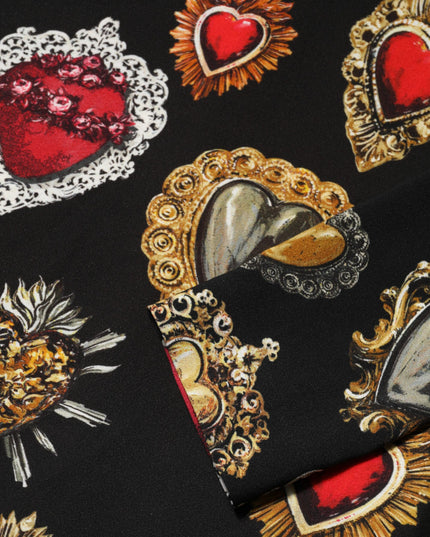 Dolce & Gabbana Black Sacred Heart Print Long Sleeves Top