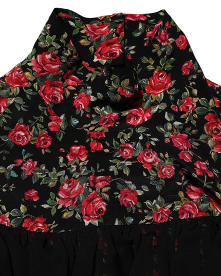Dolce & Gabbana Black Floral Print Long Sleeve Blouse Top