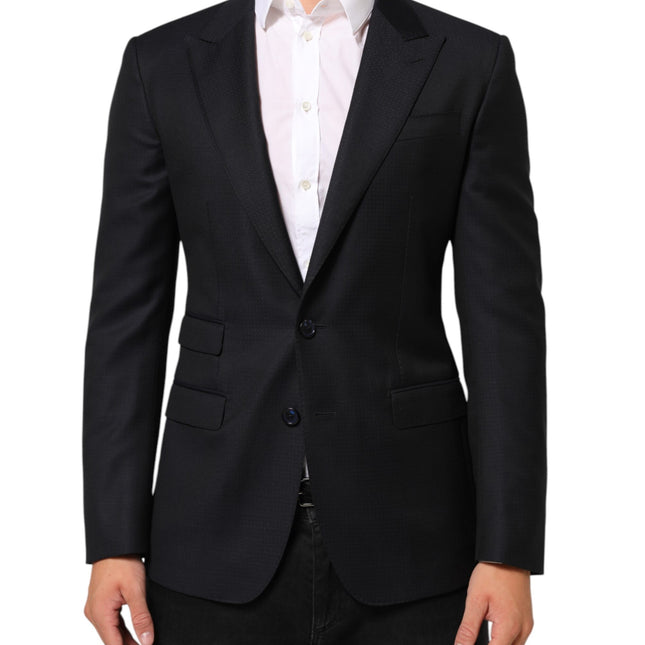 Dolce & Gabbana Black Wool NAPOLI 2 Button Men Suit Blazer