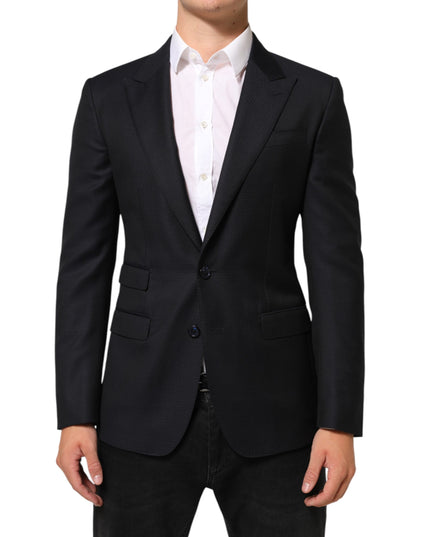 Dolce & Gabbana Black Wool NAPOLI 2 Button Men Suit Blazer