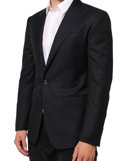 Dolce & Gabbana Black Wool NAPOLI 2 Button Men Suit Blazer