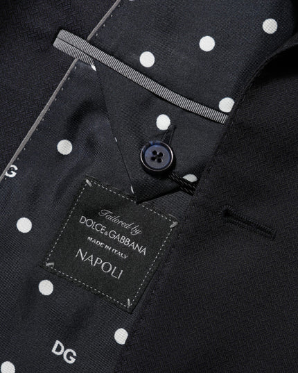 Dolce & Gabbana Black Wool NAPOLI 2 Button Men Suit Blazer