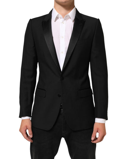 Dolce & Gabbana Black Wool MARTINI 2 Button Men Suit Blazer