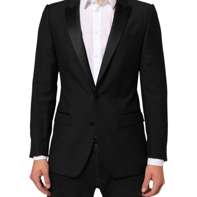 Dolce & Gabbana Black Wool MARTINI 2 Button Men Suit Blazer