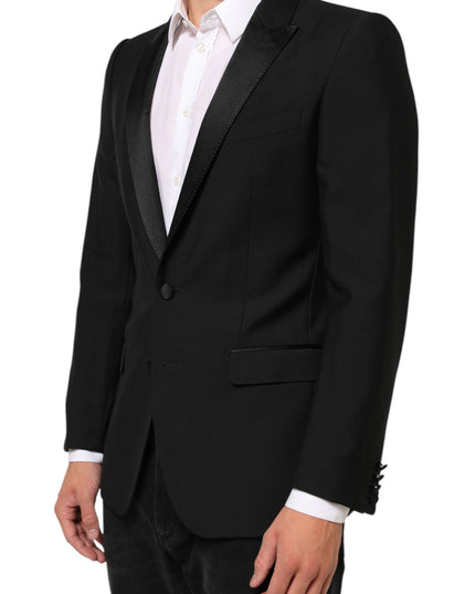 Dolce & Gabbana Black Wool MARTINI 2 Button Men Suit Blazer