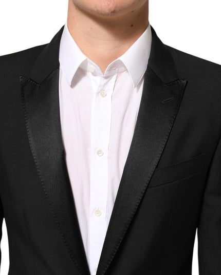 Dolce & Gabbana Black Wool MARTINI 2 Button Men Suit Blazer