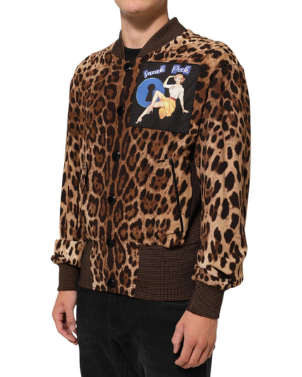 Dolce & Gabbana Brown Leopard Print "Sneak Peek" Patch Jacket