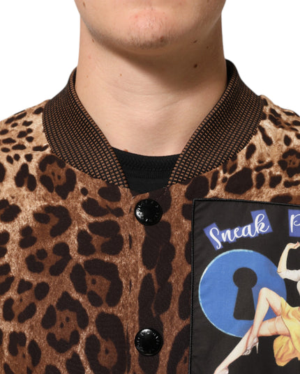 Dolce & Gabbana Brown Leopard Print "Sneak Peek" Patch Jacket