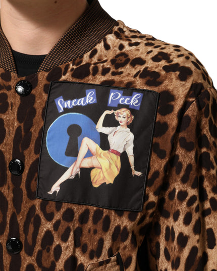 Dolce & Gabbana Brown Leopard Print "Sneak Peek" Patch Jacket