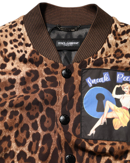 Dolce & Gabbana Brown Leopard Print "Sneak Peek" Patch Jacket