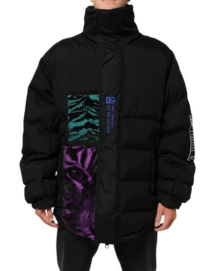 Dolce & Gabbana Black Nylon Puffer Men Full Zip Jacket