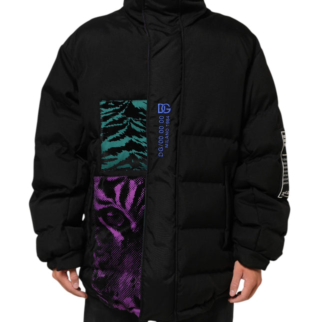 Dolce & Gabbana Black Nylon Puffer Men Full Zip Jacket