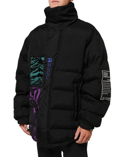 Dolce & Gabbana Black Nylon Puffer Men Full Zip Jacket