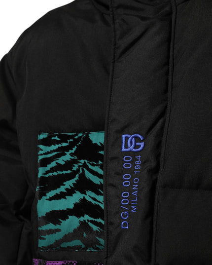 Dolce & Gabbana Black Nylon Puffer Men Full Zip Jacket