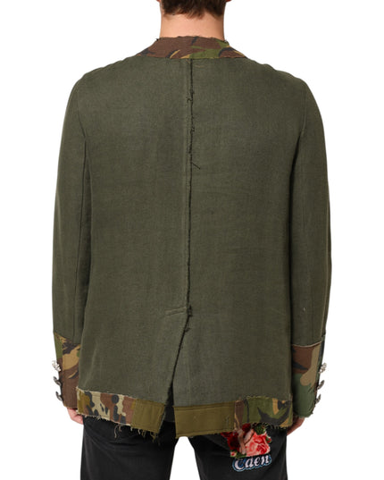 Dolce & Gabbana Brown Camouflage Linen Button Down Jacket