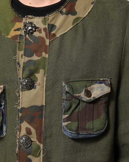 Dolce & Gabbana Brown Camouflage Linen Button Down Jacket
