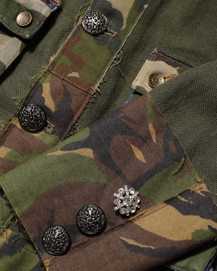 Dolce & Gabbana Brown Camouflage Linen Button Down Jacket