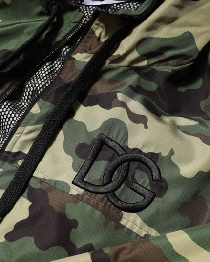Dolce & Gabbana Green Camouflage Hooded Sweatshirt Jacket