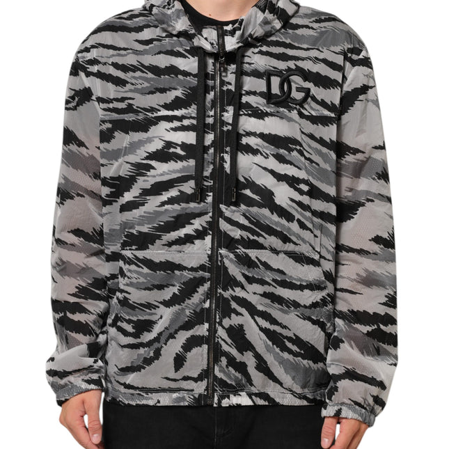 Dolce & Gabbana Gray Camouflage Hooded Sweatshirt Jacket