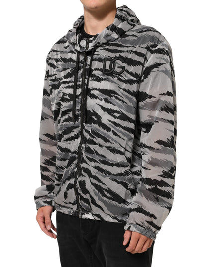 Dolce & Gabbana Gray Camouflage Hooded Sweatshirt Jacket