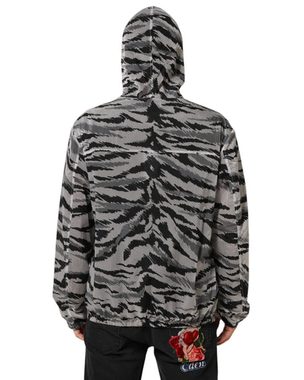 Dolce & Gabbana Gray Camouflage Hooded Sweatshirt Jacket