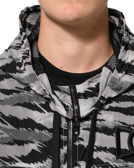 Dolce & Gabbana Gray Camouflage Hooded Sweatshirt Jacket