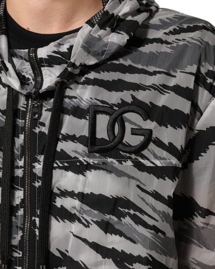 Dolce & Gabbana Gray Camouflage Hooded Sweatshirt Jacket