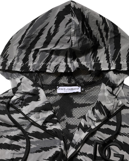 Dolce & Gabbana Gray Camouflage Hooded Sweatshirt Jacket