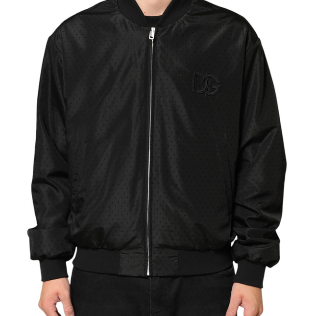 Dolce & Gabbana Black Acetate Full Zip Bomber Men Jacket