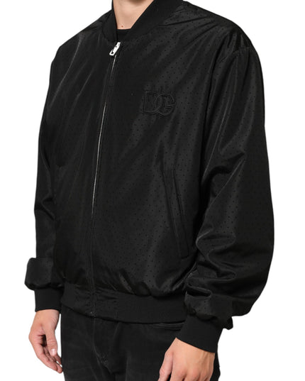 Dolce & Gabbana Black Acetate Full Zip Bomber Men Jacket