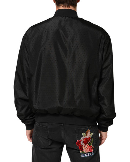 Dolce & Gabbana Black Acetate Full Zip Bomber Men Jacket